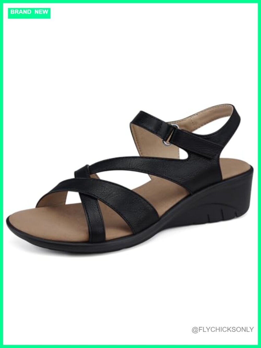 Wedge Sandals for Women Low Heel Faux Leather Ankle Strap Comfortable